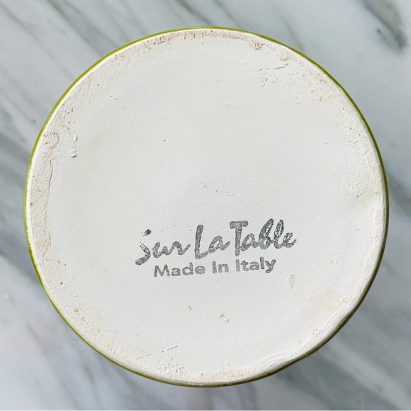 Sur La Table•5” Serving Pitcher•Hand-Painted•Olive Green~Butter Yellow Interior - Picture 9 of 12